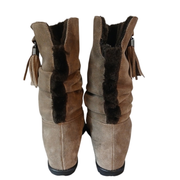 Stuart Weitzman Light Taupe Suede Wedge Boot Winter Slouch Boot size 6.5 - Picture 5 of 11